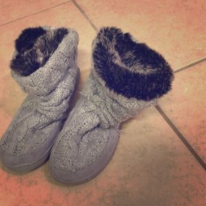 Fuzzy gray boots